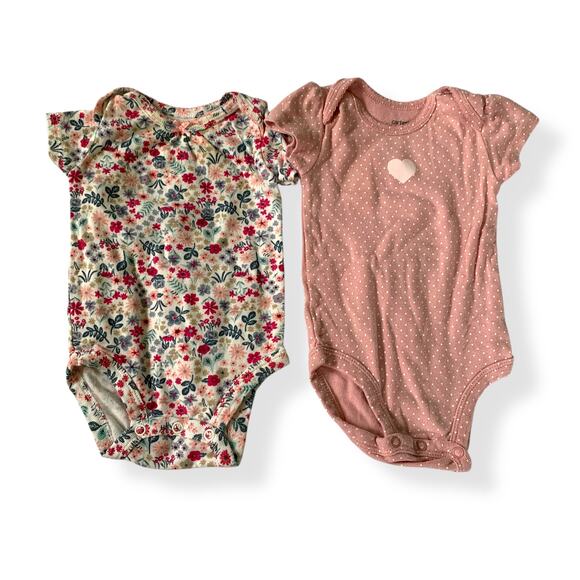 2 Pack Carter's pink baby girl spring summer bodysuits 3M 3 Month - Picture 1 of 7